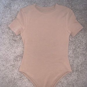Tan short sleeve bodysuit